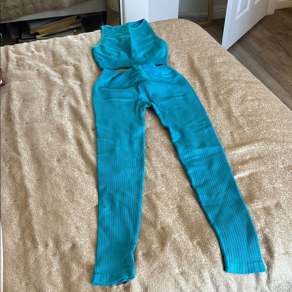 NUX Pants - NUX Teal Ribbed Set